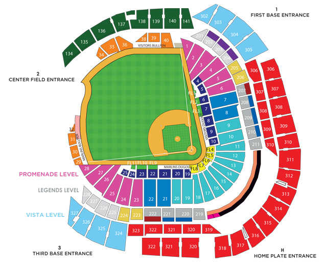 Marlins Park Seating Chart With Seat Numbers