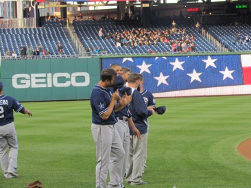 Padres guys lined up and laughing